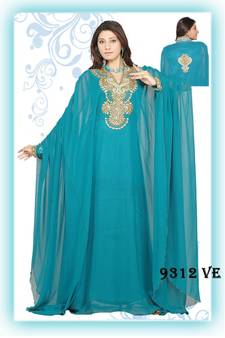 Blue embroidered georgette islamic kaftans