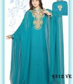 Blue embroidered georgette islamic kaftans