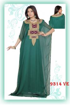 Green embroidered georgette islamic kaftans