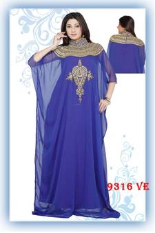Blue embroidered georgette islamic kaftans
