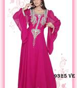 Magenta embroidered georgette islamic kaftans