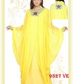 Yellow embroidered georgette islamic kaftans
