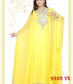 Yellow embroidered georgette islamic kaftans
