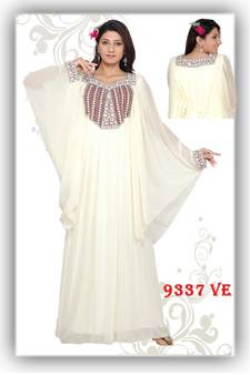 White embroidered georgette islamic kaftans
