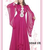 Magenta embroidered georgette islamic kaftans
