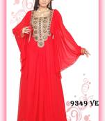 Red embroidered georgette islamic kaftans