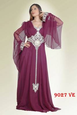 Magenta embroidered georgette islamic kaftans 1