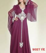 Magenta embroidered georgette islamic kaftans