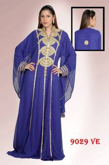 Blue embroidered georgette islamic kaftans