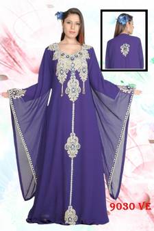 Purple embroidered georgette islamic kaftans