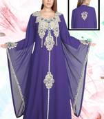 Purple embroidered georgette islamic kaftans