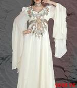 White embroidered georgette islamic kaftans