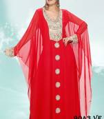 Red embroidered georgette islamic kaftans
