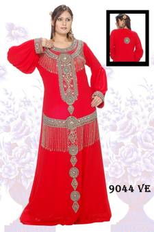 Red embroidered georgette islamic kaftans