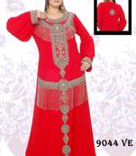 Red embroidered georgette islamic kaftans