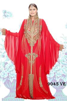 Red embroidered georgette islamic kaftans
