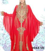 Red embroidered georgette islamic kaftans