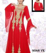 Red embroidered georgette islamic kaftans