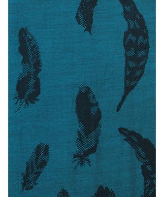Peacock Green & Black Modal Paisley Feather & Woven Design Shawl 4