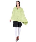 Green Pure Wool Floral Embroidered Shawl