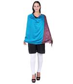 Dark Turquoise & Multicolour Modal Paisley Woven Design Shawl