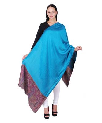 Dark Turquoise & Multicolour Modal Paisley Woven Design Shawl 3