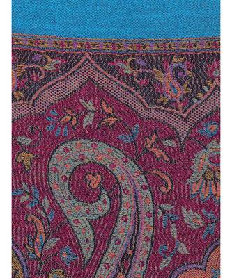 Dark Turquoise & Multicolour Modal Paisley Woven Design Shawl 4