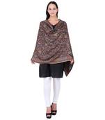 Black & Multicolour Modal Floral Paisley Woven Design Shawl