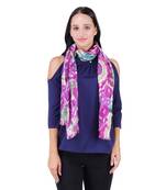 Purple & Multicolour Viscose Rayon Printed Geometric Frayed Scarf