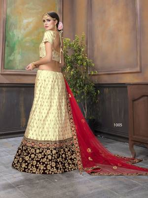 Wedding Designer Cream Satin Silk Bridal Lehenga 3