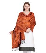 Orange & Rust Paisley Viscose Jacquard Shawl (70x210 cm)