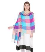 Multicolour Checkered Viscose Reversible Stole (70X200 cm)