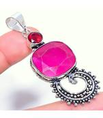 Ruby, Garnet Gemstone  Silver Jewelry Pendant 2.44 inches