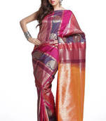 Designer Art Silk Saree In Pink, Purple And Orange