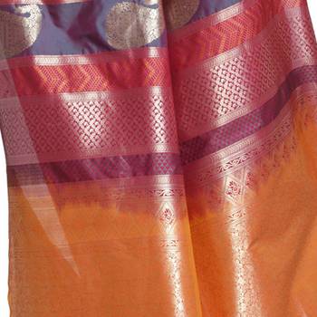 Designer Art Silk Saree In Pink, Purple And Orange 3
