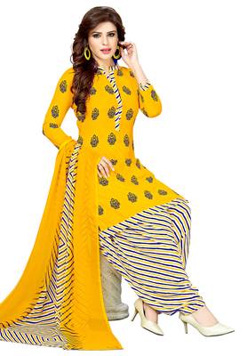 Yellow Printed Synthetic Salwar 1