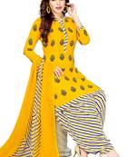 Yellow Printed Synthetic Salwar