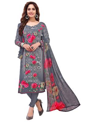 Grey Printed Synthetic Salwar 1