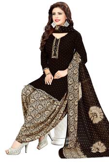 Black Printed Synthetic Salwar