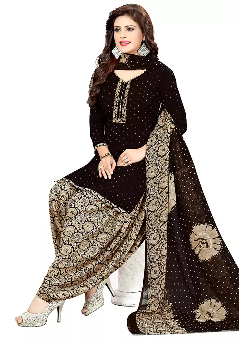 Black Printed Synthetic Salwar