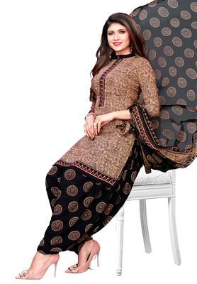 Beige Printed Synthetic Salwar 1
