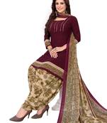 Wine Printed Synthetic Salwar