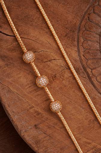 Golden  mugappu necklace 30" long