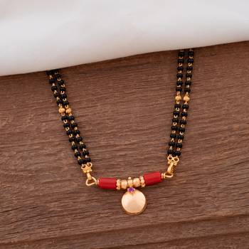 Black beads mangalsutra LONG with single vati one gram gold 1