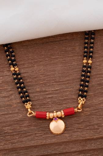 Black beads mangalsutra LONG with single vati one gram gold