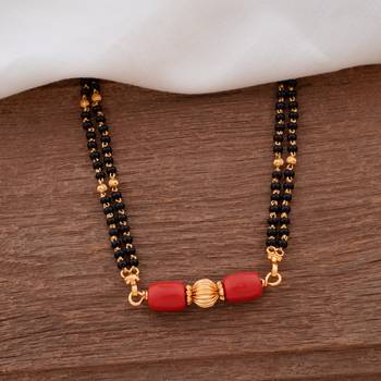 Black beads mangalsutra LONG with GSB tali one gram gold 1