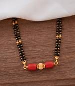 Black beads mangalsutra LONG with GSB tali one gram gold