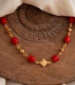  coral mangalsutra Mangalore style  kasitali with big corals one gram gold MEDIUM length 20"