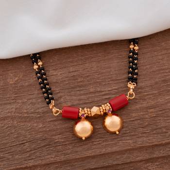 Black beads mangalsutra LONG with double vati one gram gold 1