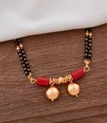 Black beads mangalsutra LONG with double vati one gram gold